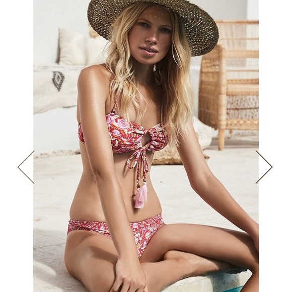 SPELL Babushka Bandeau Bikini Top Bottom Flame XS - Picture 2 of 6